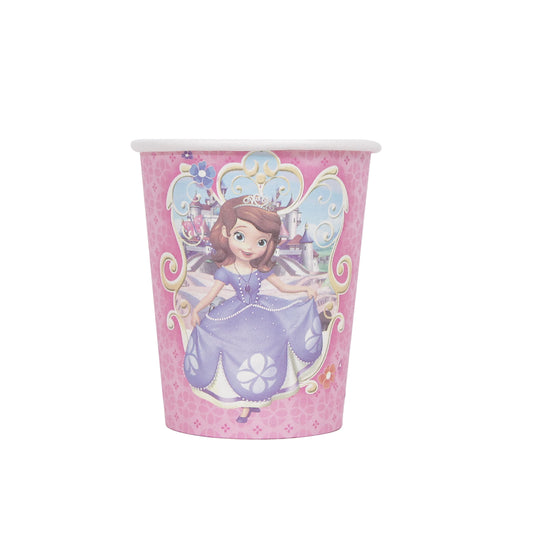 Princess Sofia Printed Cartoon Character Disposable Paper Glasses for Birthday Parties - Pack of 10