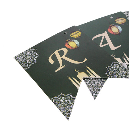 Ramadan Kareem Dark Green Card Banner