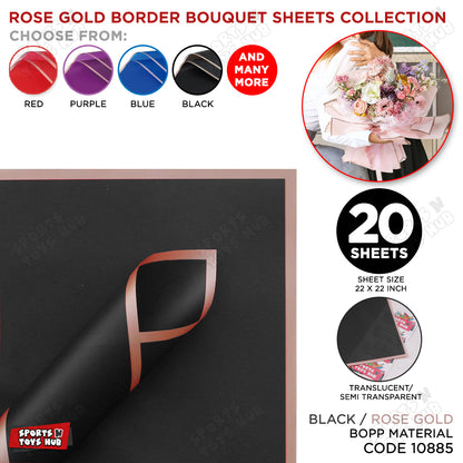 Flower Bouquet RoseGold Border Double Sided Style Sheet Collection, Flower Sheet, Wrapping Paper