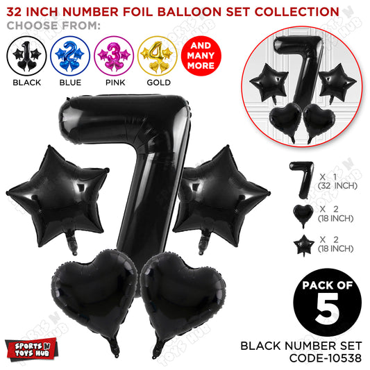 Black Color 32 Inch Number Foil Balloon Set