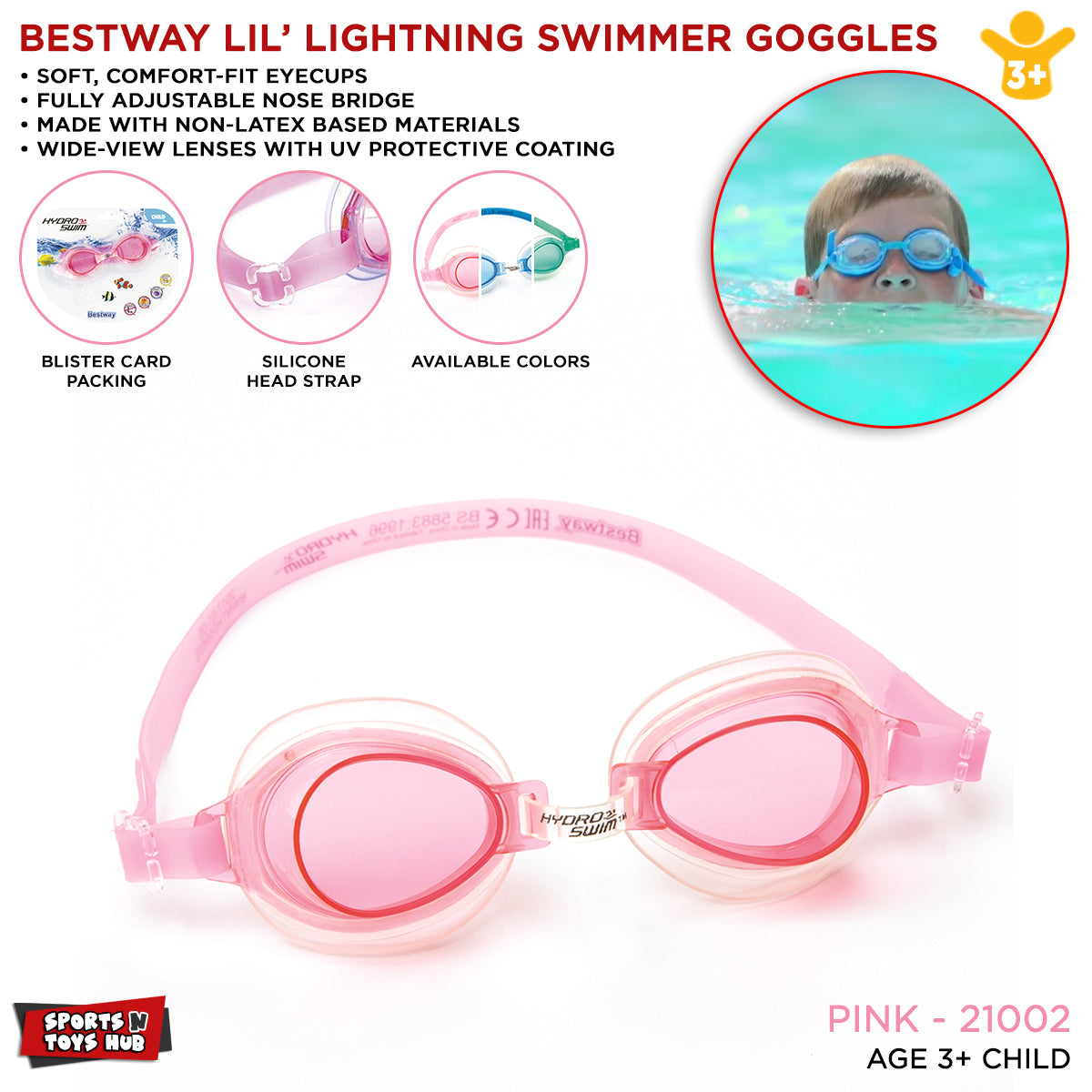 Bestway Swimming Goggles High Style Hydro Splash Swimming Kids Goggles - 21002