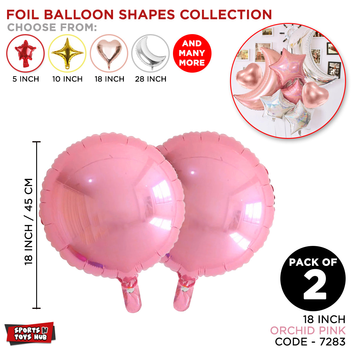 Foil Balloon Shapes Collection - Orchid Pink