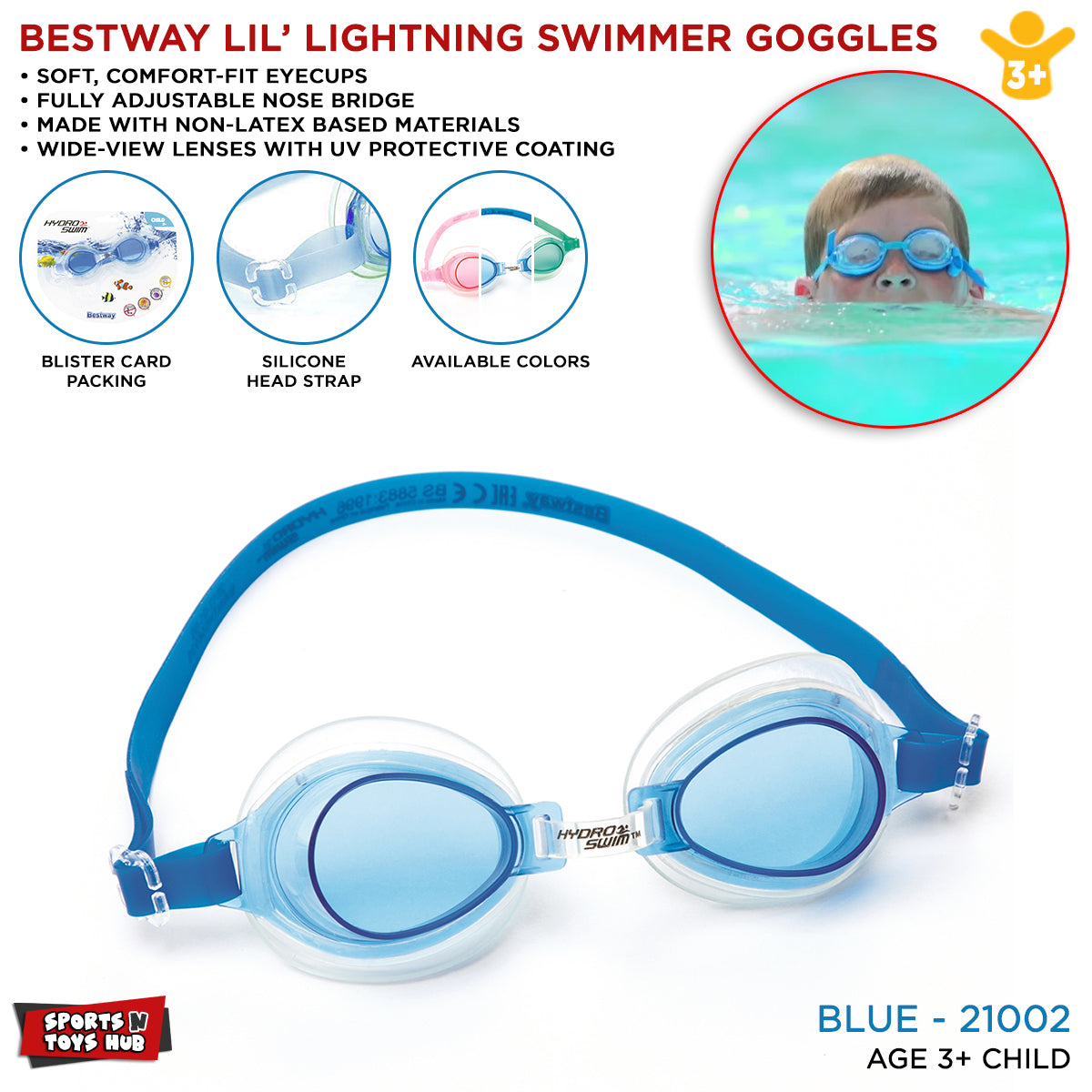 Bestway Swimming Goggles High Style Hydro Splash Swimming Kids Goggles - 21002