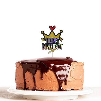 Happy Birthday Crown Shape Cake Topper