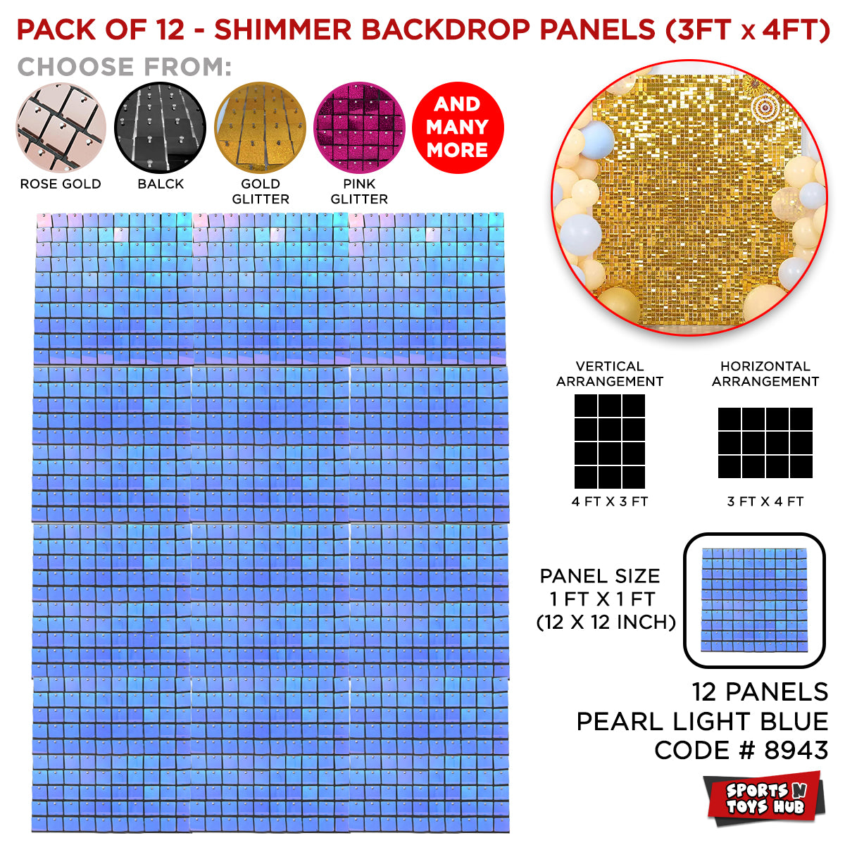 Shimmer Panel Led Light Shimmer Wall Panels - Pearl Light Blue – Sports n Toys Hub