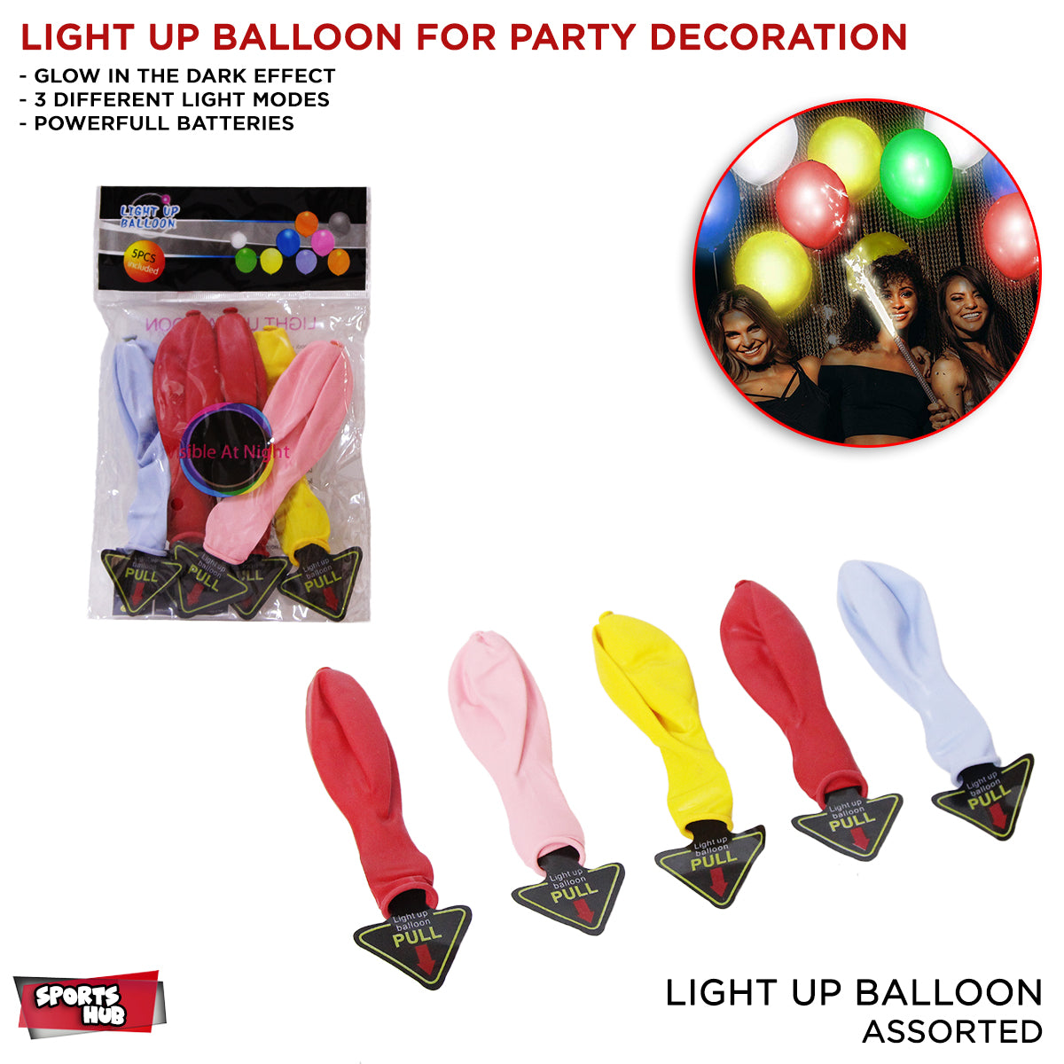 Light Up Balloons LED Balloons Flashing, - 5 pcs