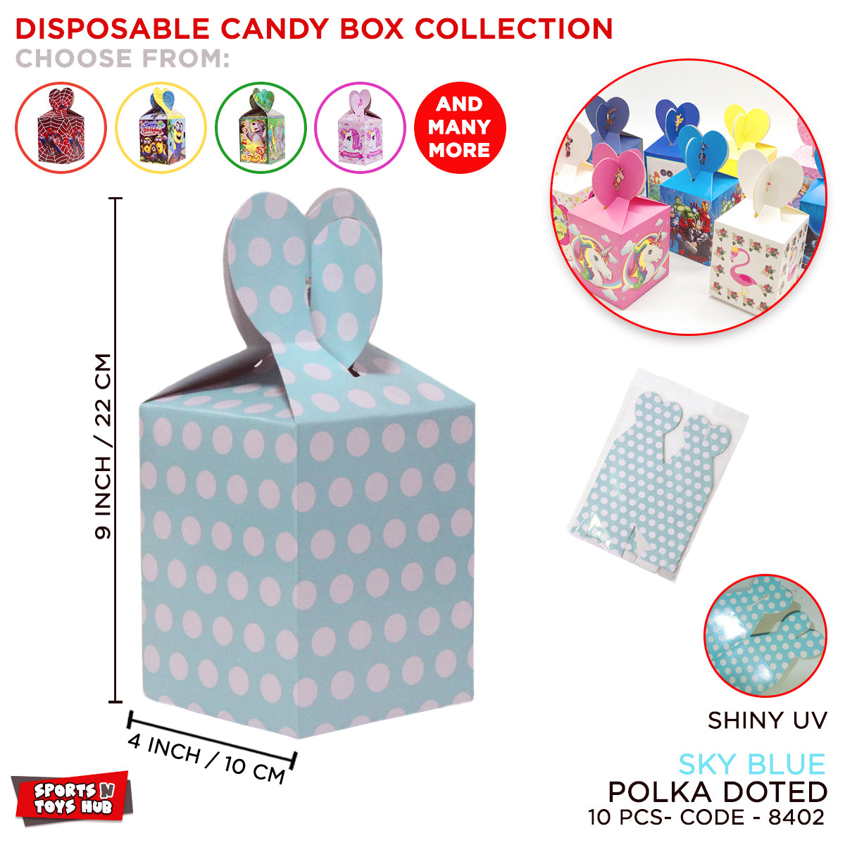 Disposable Shiny UV Polka Dot Goodies Box Collection