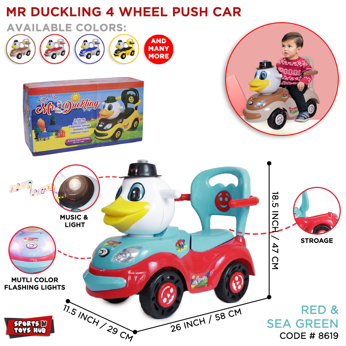 Mr Duckling Push Car For Little Boys & Girls