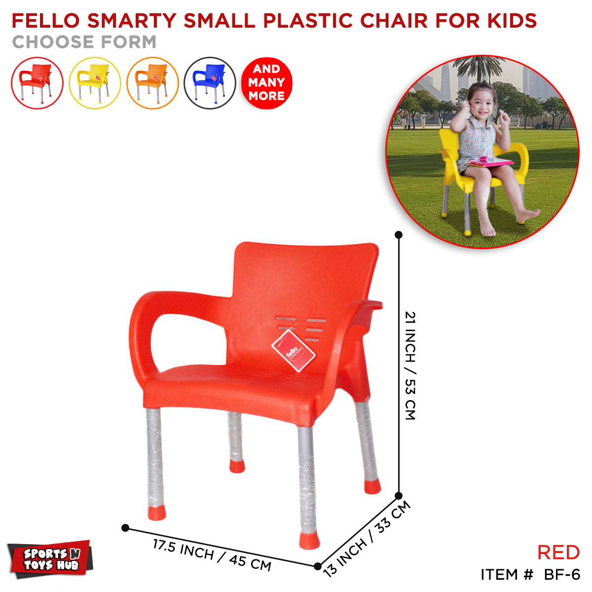 Fello Smarty - Kids Premium Plastic Chair with Metal Legs