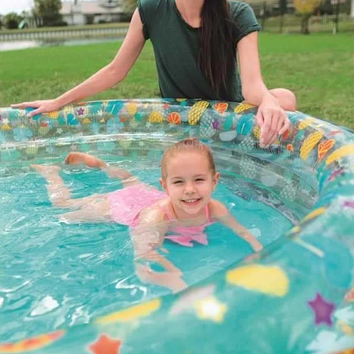 Bestway 4.9 Ft x 21 In Inflatable Transparent Sea Life Swimming Pool For Kids - 51045