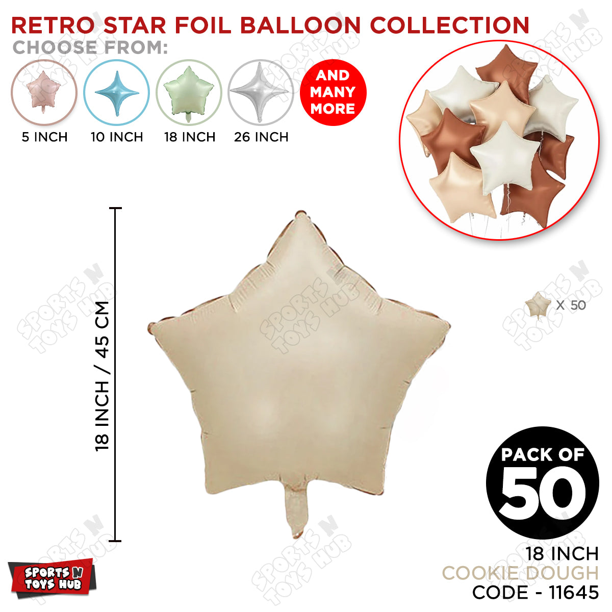 18 Inch - Retro Cookie Dough Star Foil Balloon