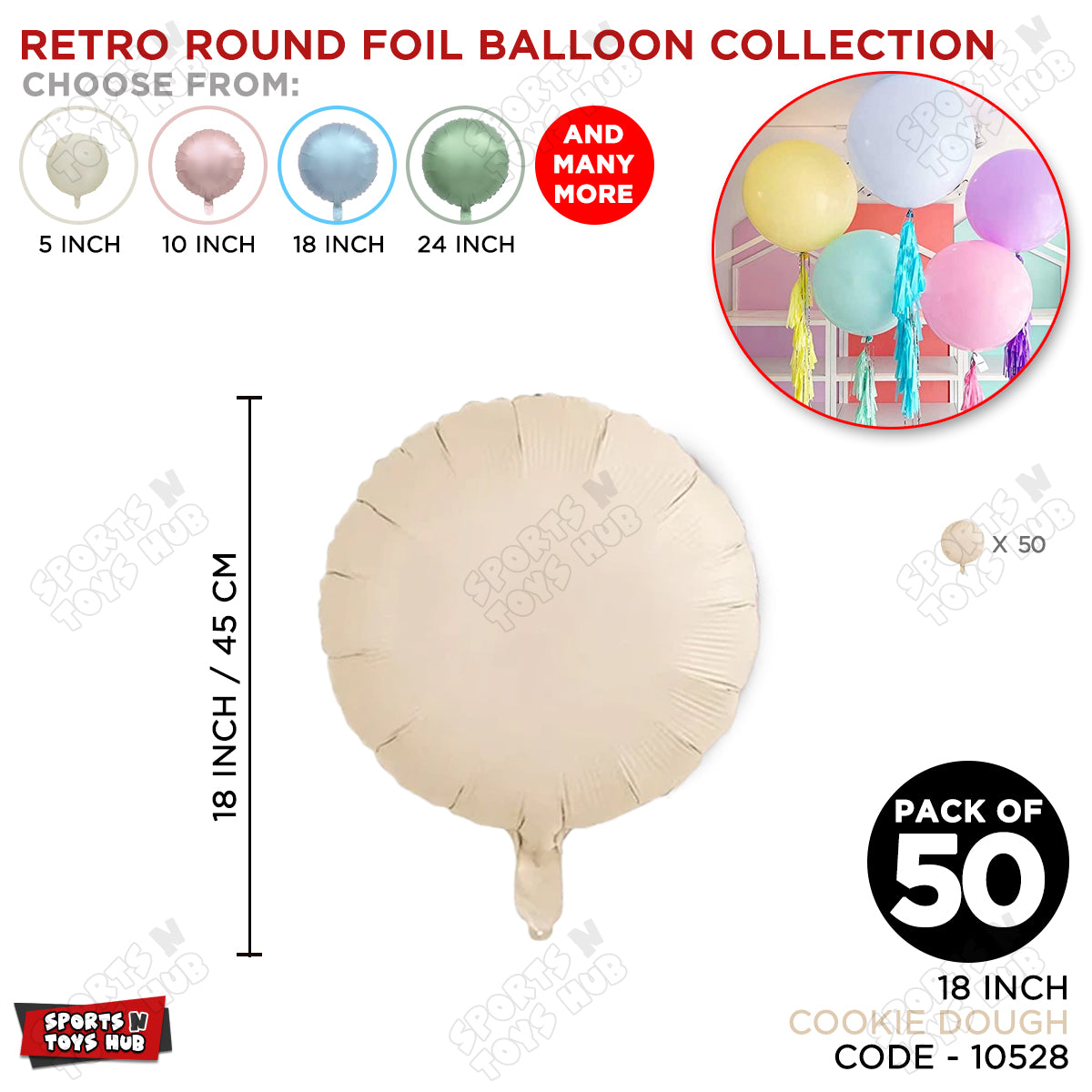 18 Inch - Retro Cookie Dough Round Foil Balloon
