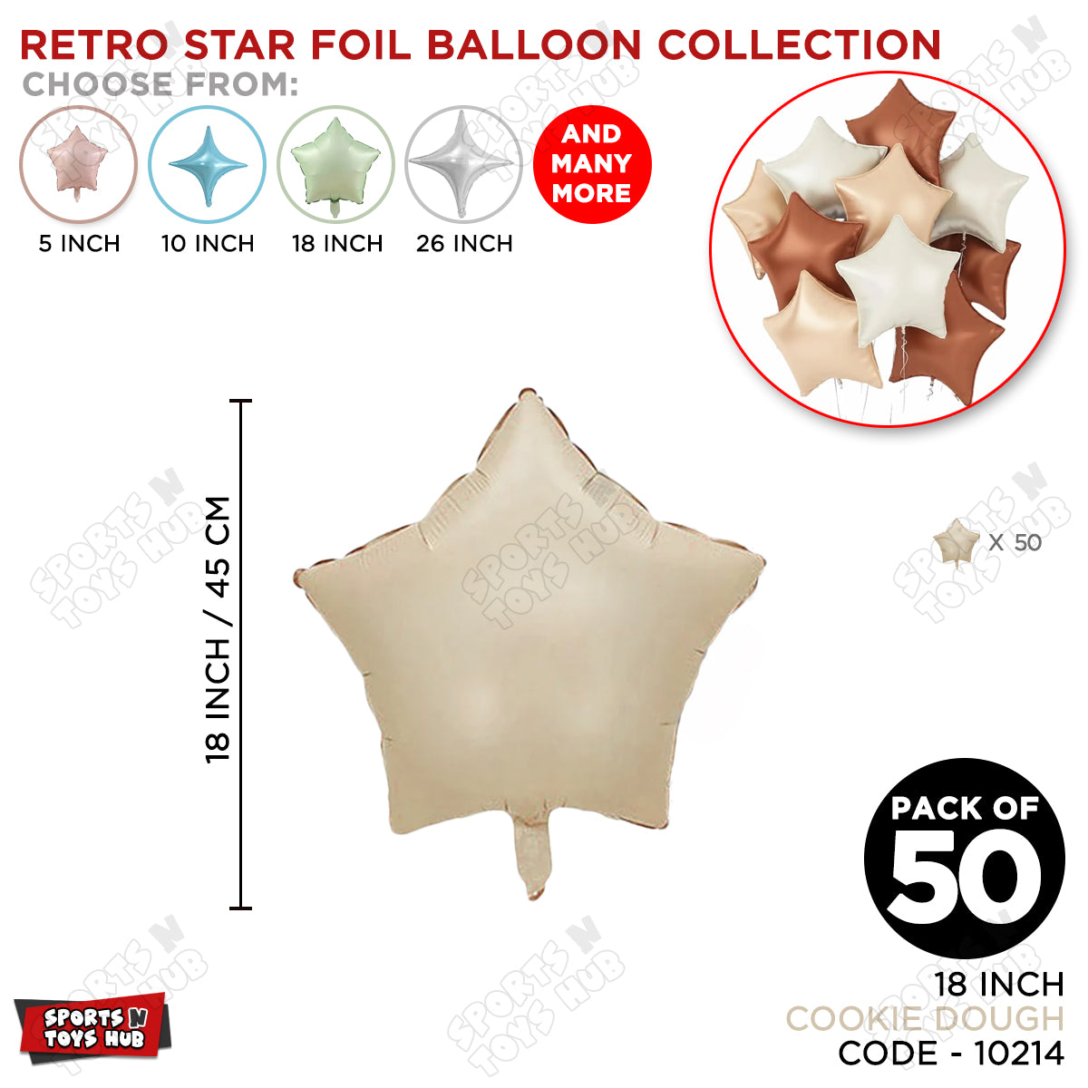 18 Inch - Retro Cookie Dough Star Foil Balloon