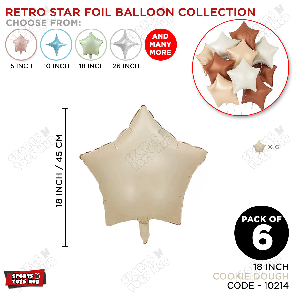 18 Inch - Retro Cookie Dough Star Foil Balloon