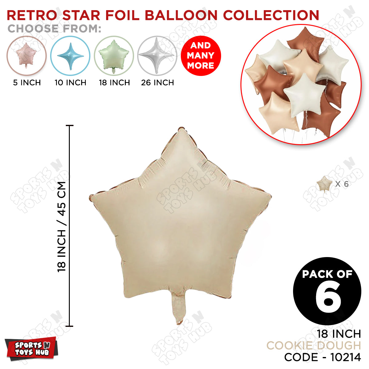 18 Inch - Retro Cookie Dough Star Foil Balloon