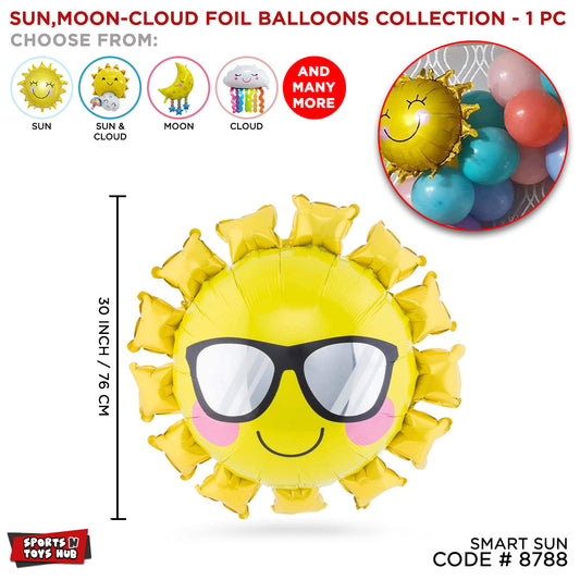 Smart Sun Foil Balloon – Premium Cute Smiling Sunshine Party Decoration for Birthday, Baby Shower, Balloon Arch, Summer Theme & Event Decor