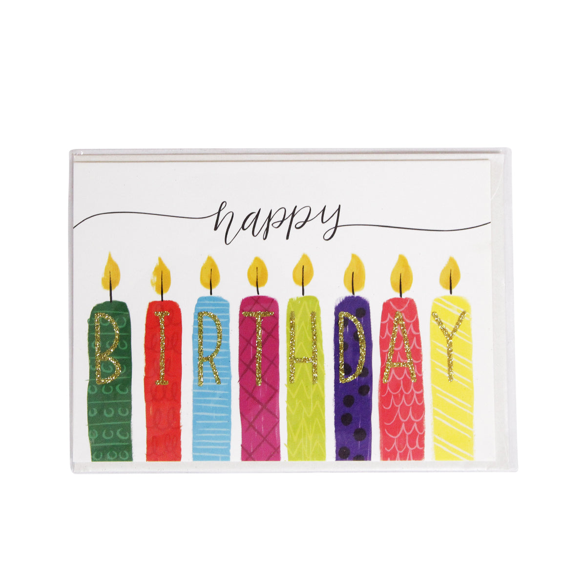 Happy Birthday Printed Candle Greeting Gift Cards