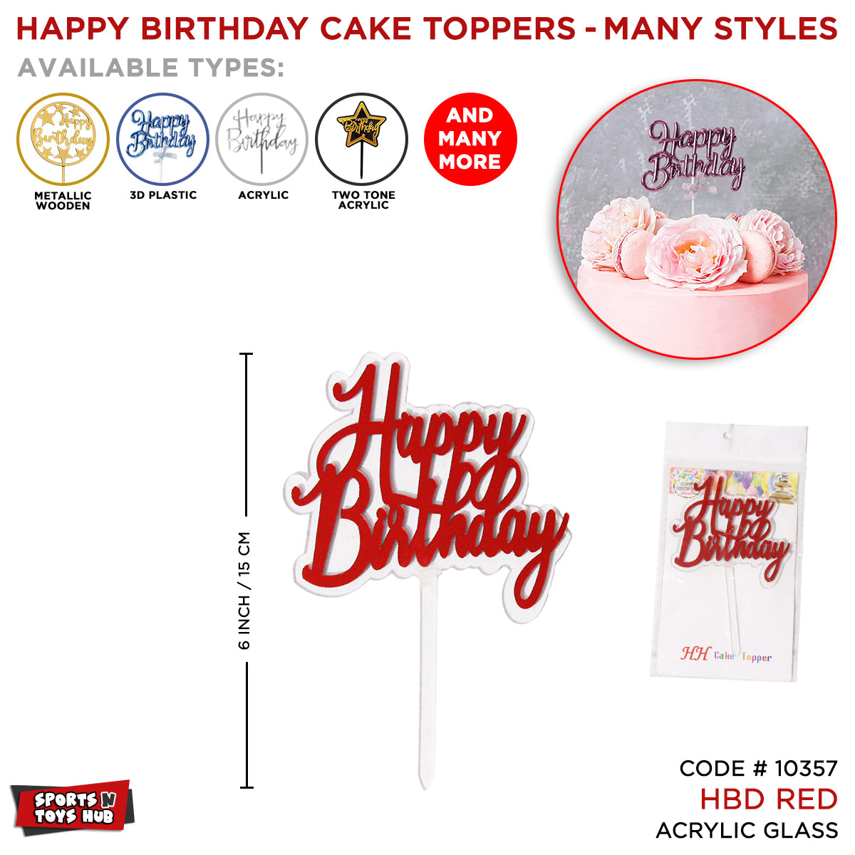 Happy Birthday Acrylic Glass Cake Topper Collection