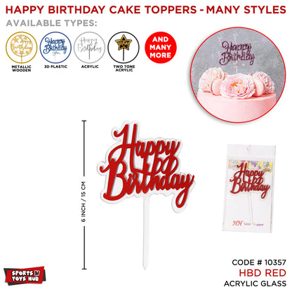Happy Birthday Acrylic Glass Cake Topper Collection