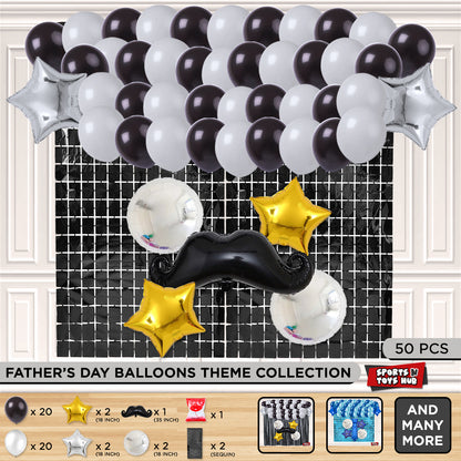 Moustache Foil Balloon Set Rectangle Curtain Theme -  Pack Of 50