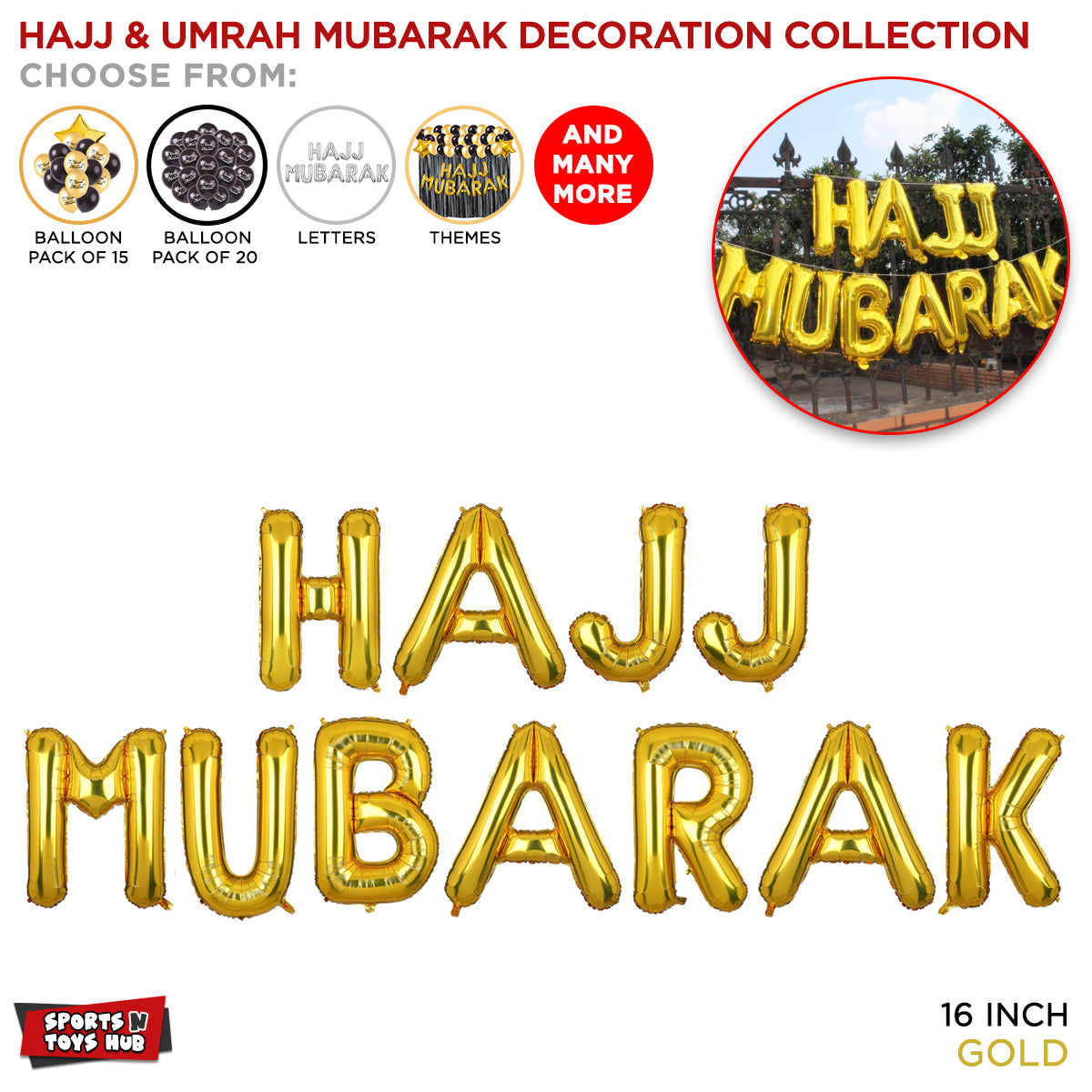 Hajj Mubarak Foil Letter Collection