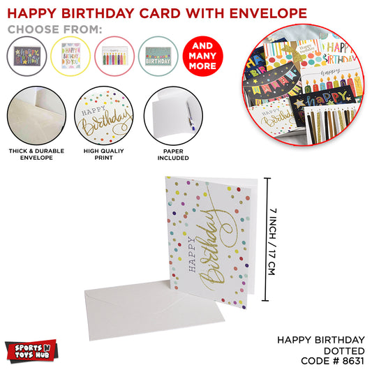 Happy Birthday Printed Dotted Greeting Gift Cards