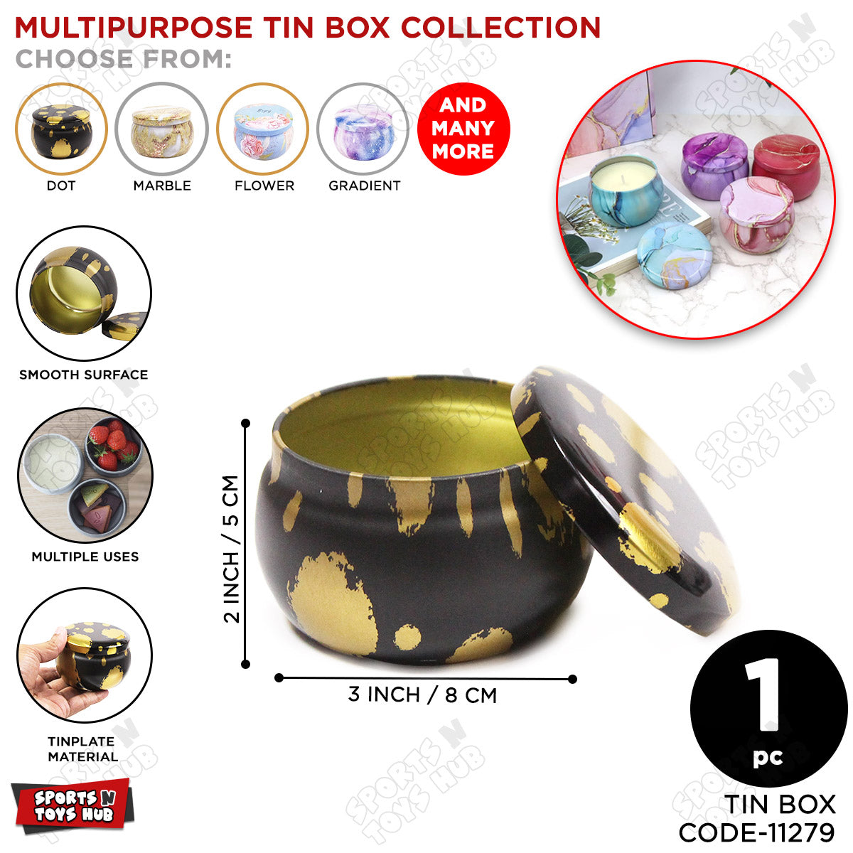 Tin Dot Pattern Multipurpose Box