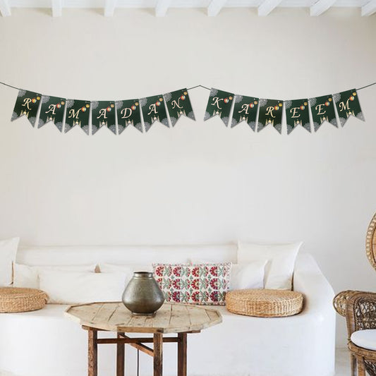 Ramadan Kareem Dark Green Card Banner