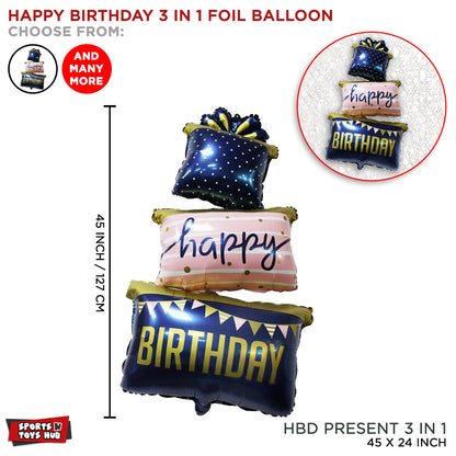 Happy Birthday Present Shape Foil Balloon Set