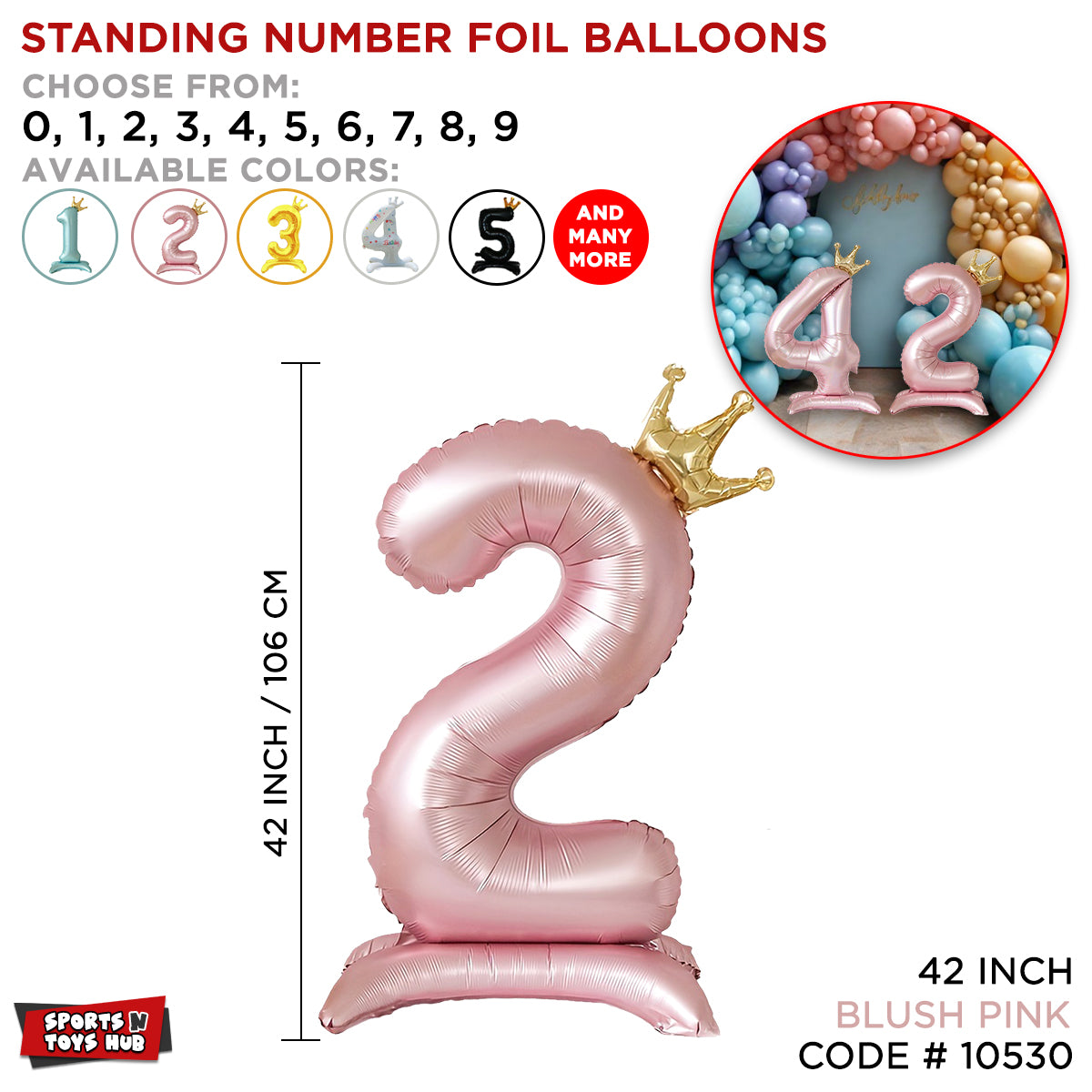 *Standing Number Foil Balloon- Blush Pink - 42 inch