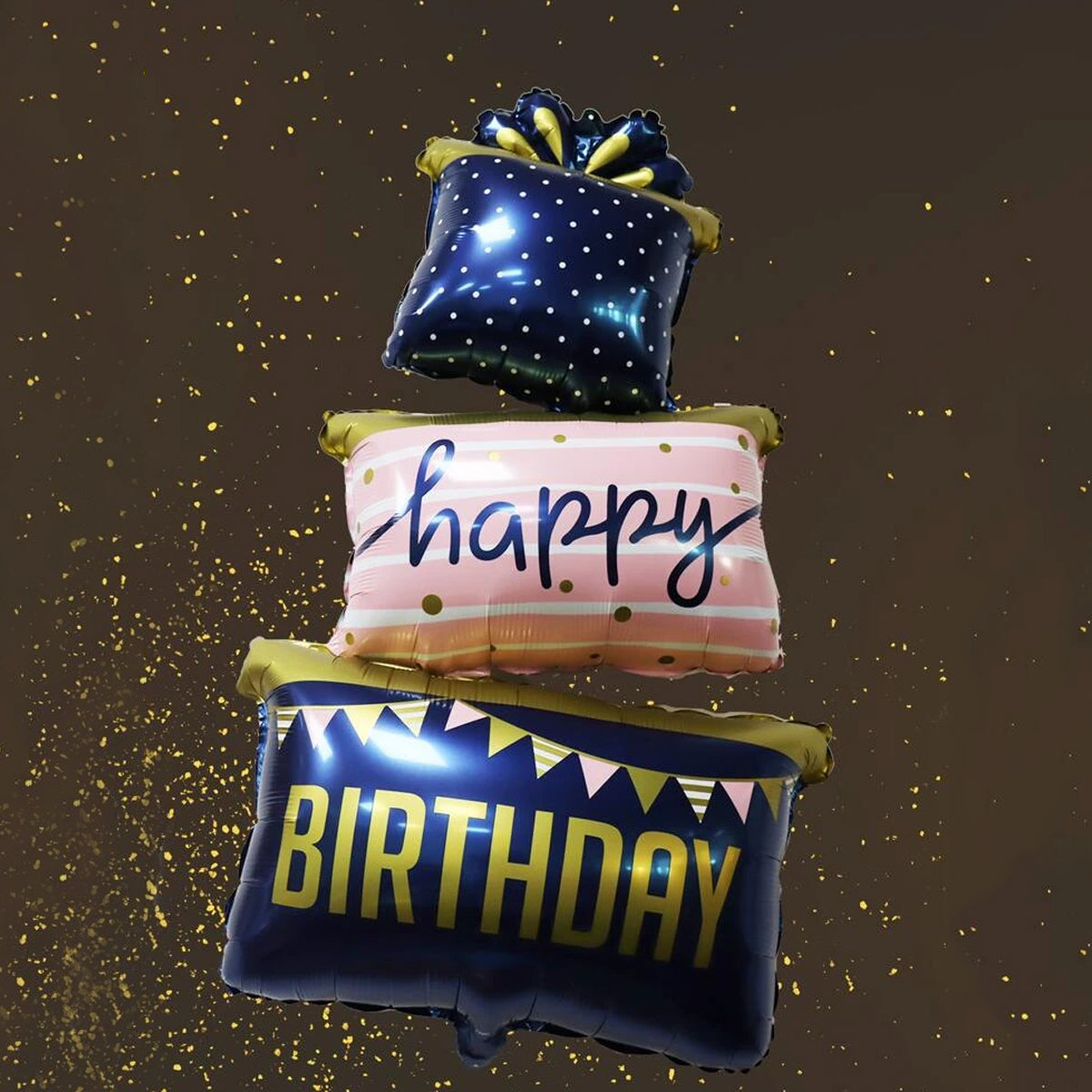 Happy Birthday Present Shape Foil Balloon Set