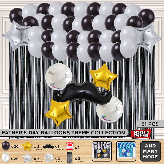 Moustache Foil Balloon Set Curtain Theme -  Pack Of 51