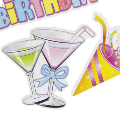 2 In 1 Foam Board Happy Birthday Cake Topper - 5 Pcs