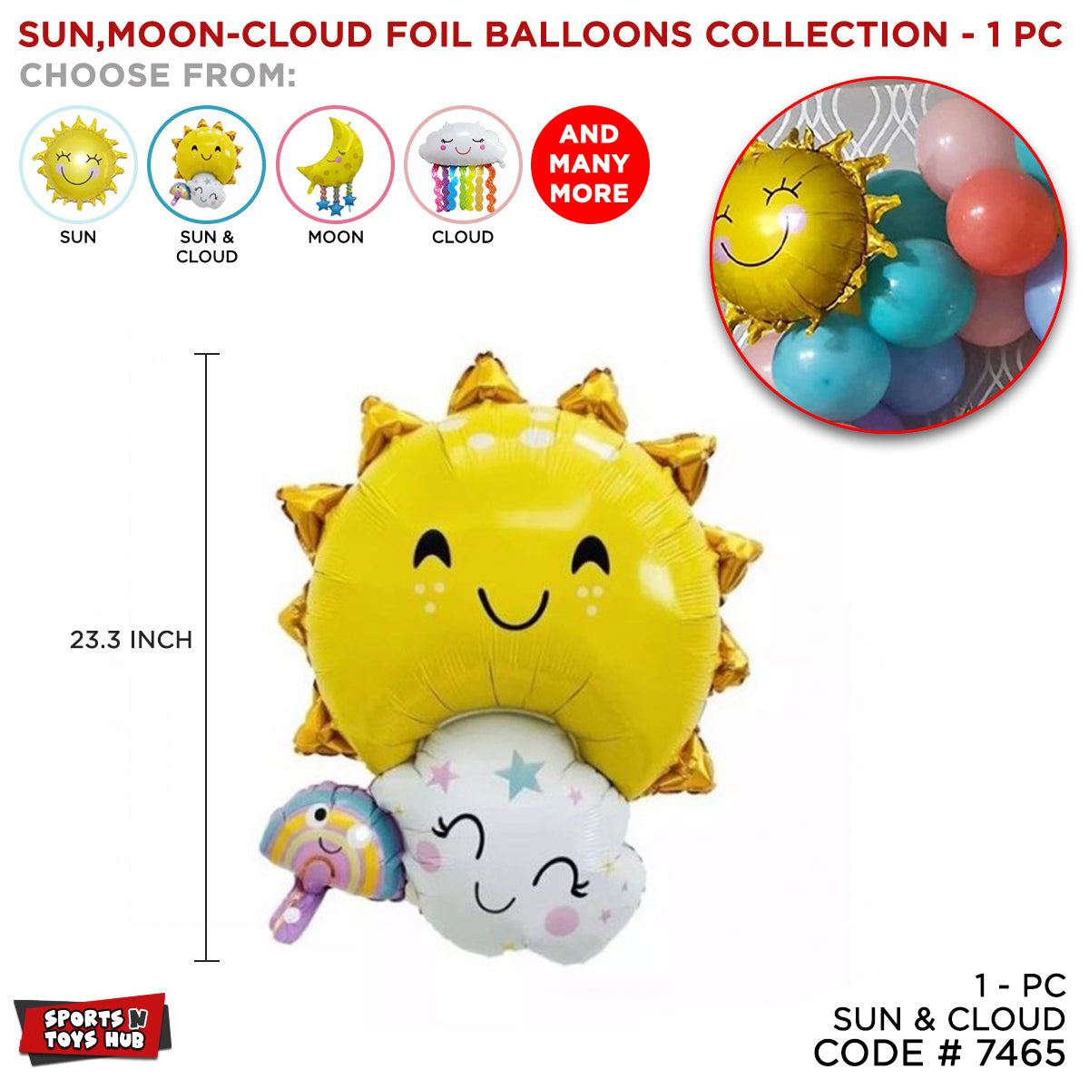 Sun & Cloud Foil Balloon Collection