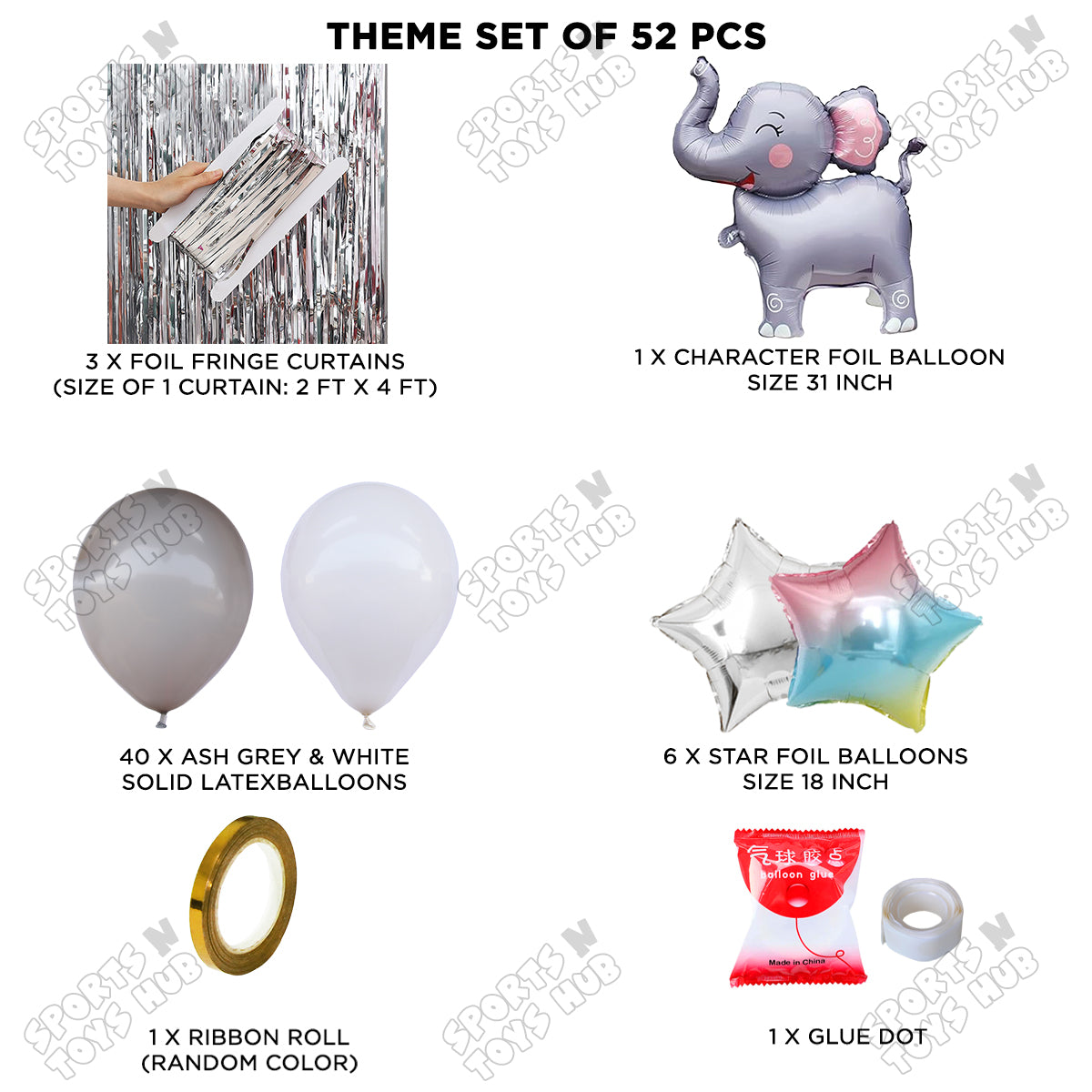 Elephant Cartoon Foil Balloon Stand Set Theme