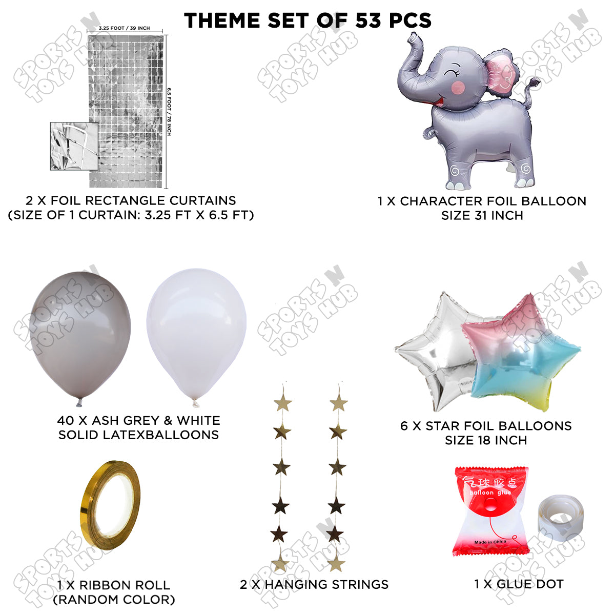 Elephant Cartoon Foil Balloon Stand Set Theme