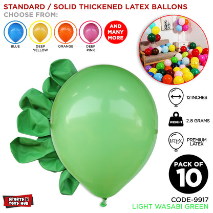 12 Inch 2.8 Gram Solid Latex Round Balloons - 10 Pcs