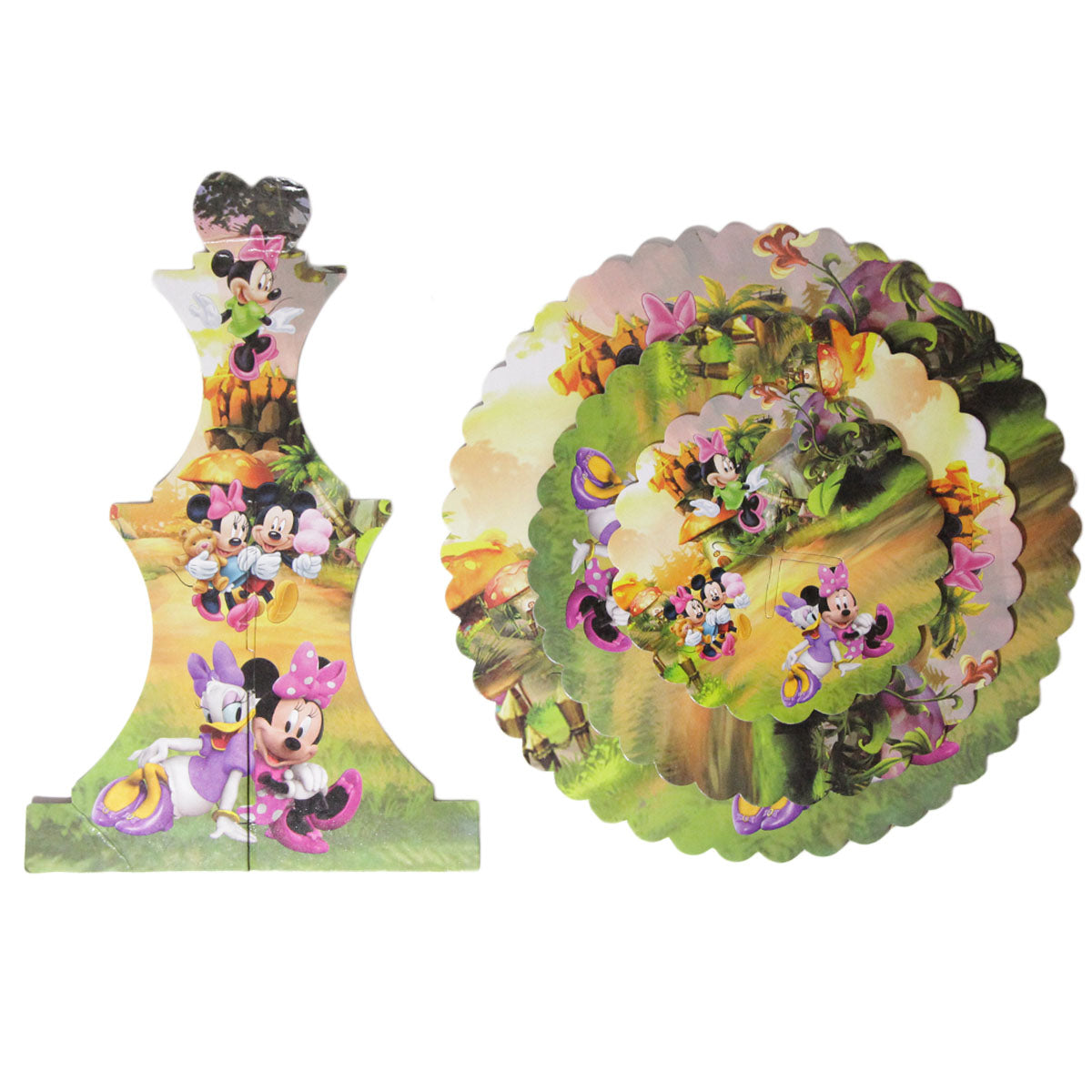 Three Tier Printed Micky M0use Cardboard Cake Stand Tray