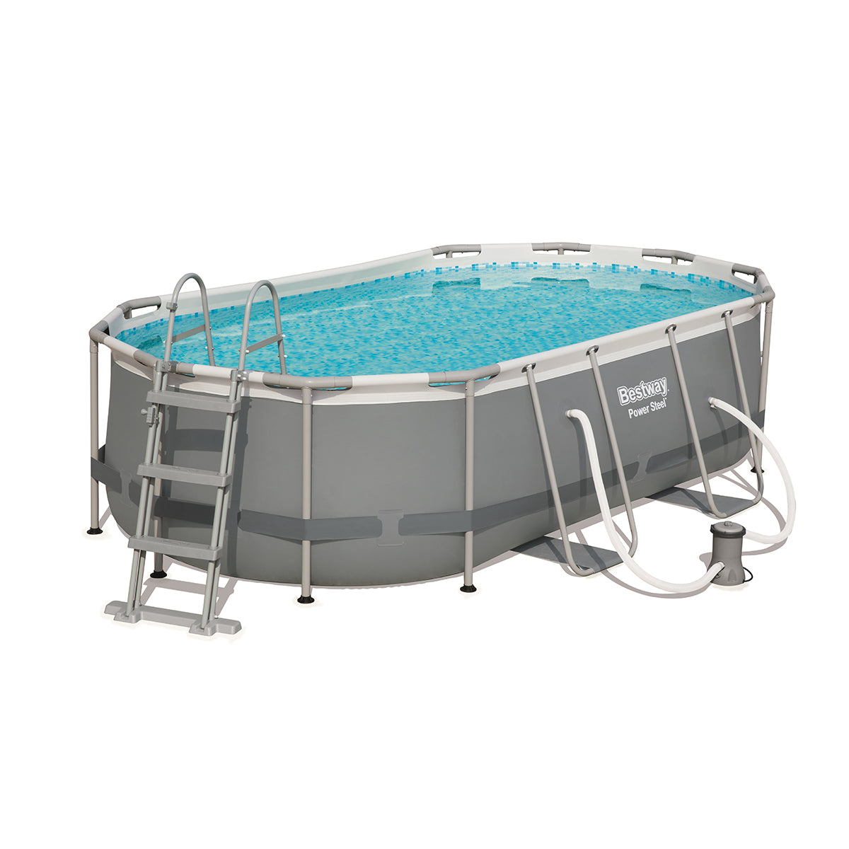 Bestway Power Steel Framed Oval Above Ground 14 Ft Big Length, 8.2 Foot Width Pool - 56620