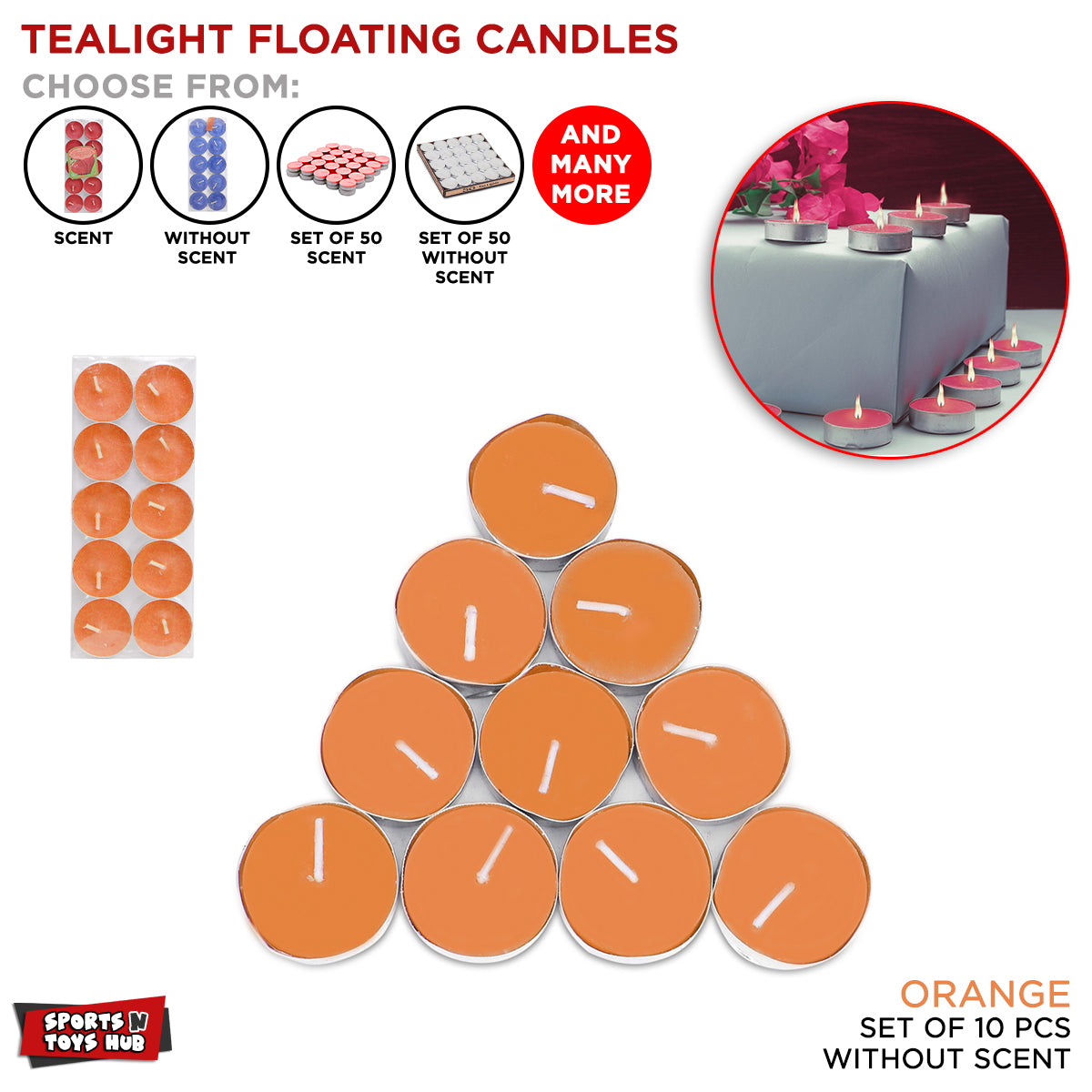Non Scented Floating Candles - 10 Pcs