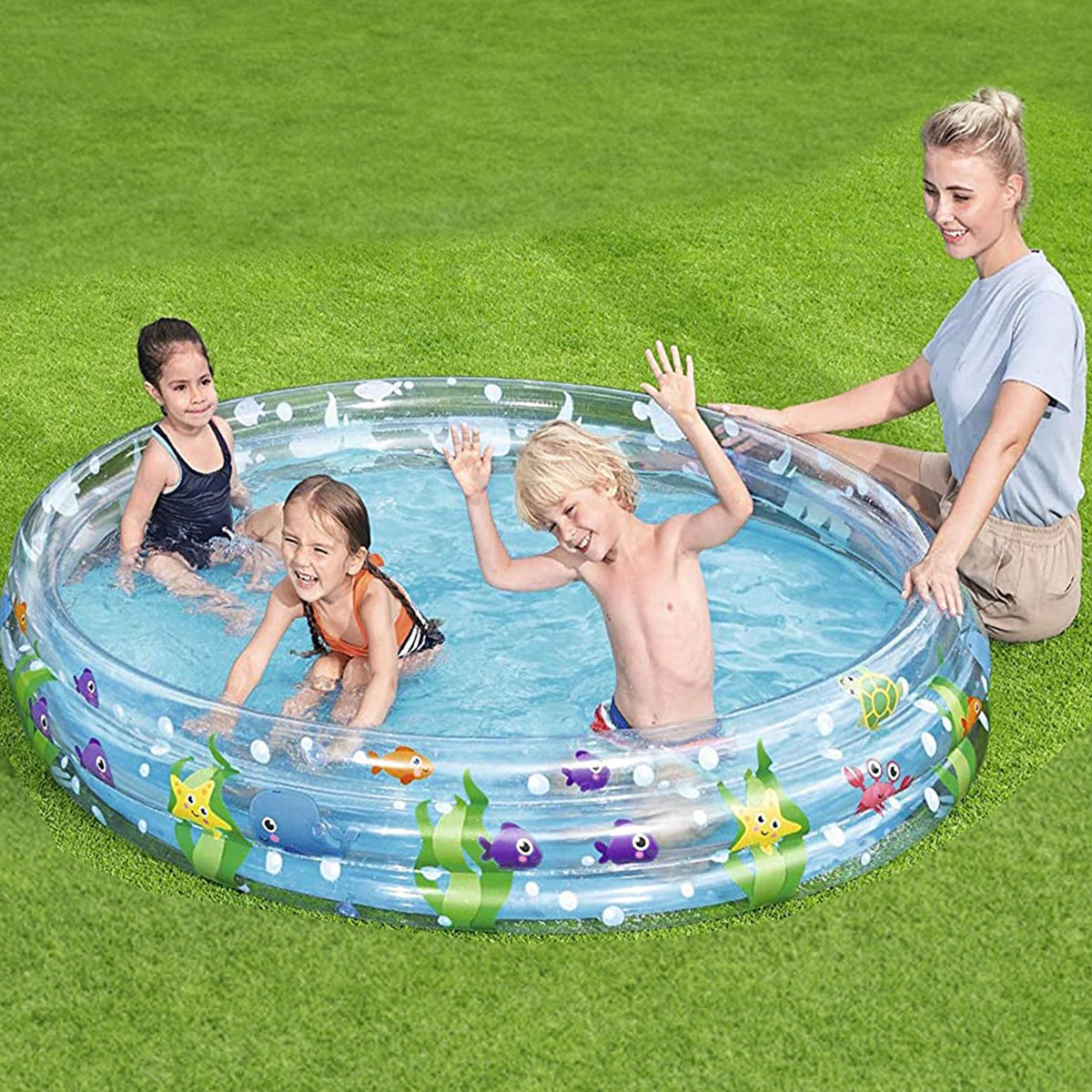 Bestway 6FT Inflatable Deep Dive 3-Ring Swimming Pool - 51005