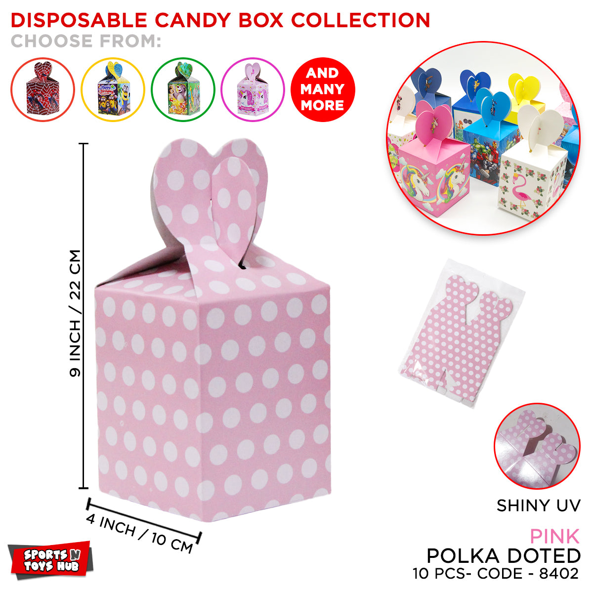Disposable Shiny UV Polka Dot Goodies Box Collection
