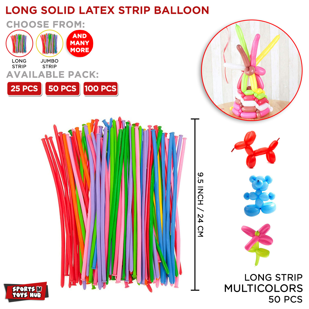 Long Strip Solid Latex Balloons Collection