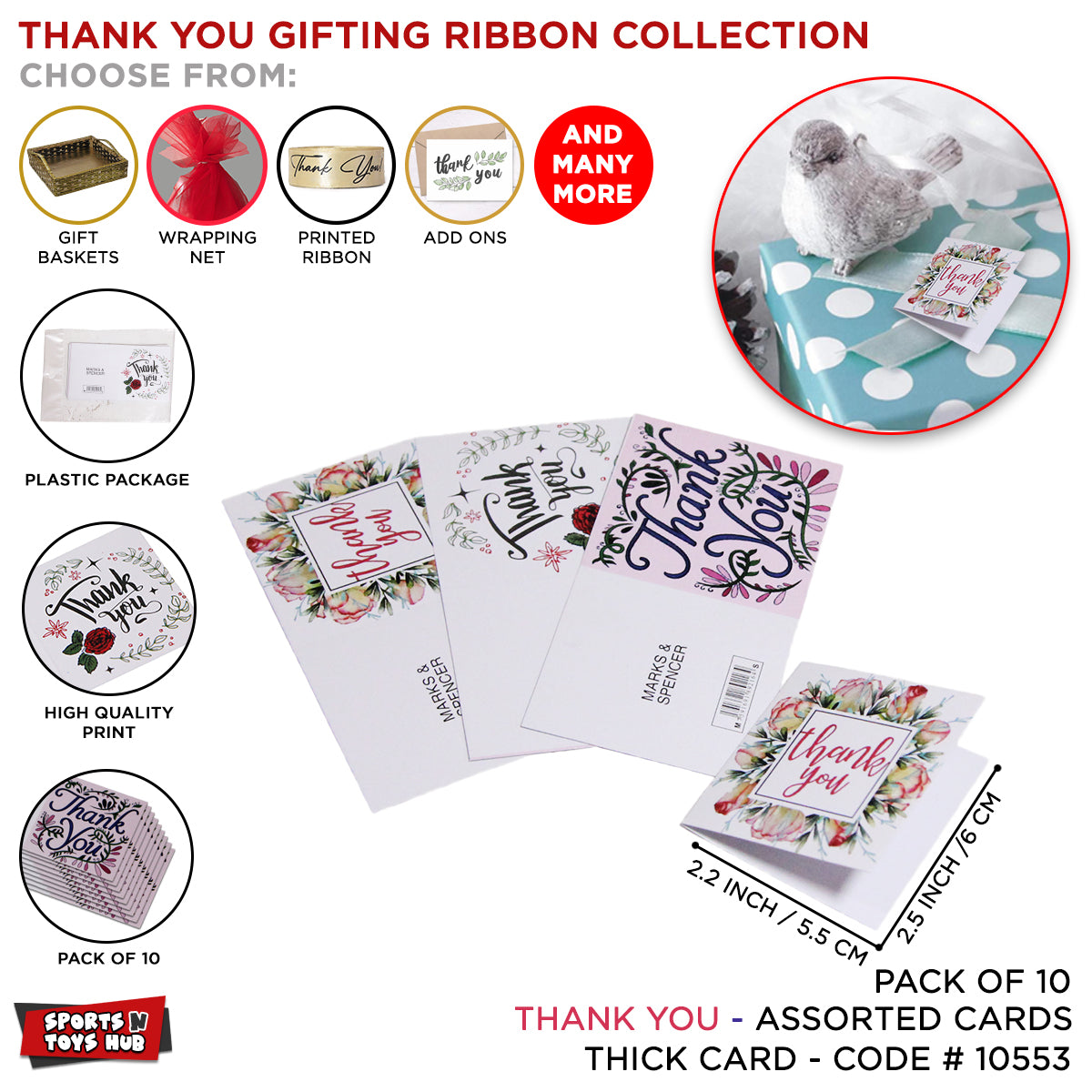 Thank You Gift Cards - 10 Pcs