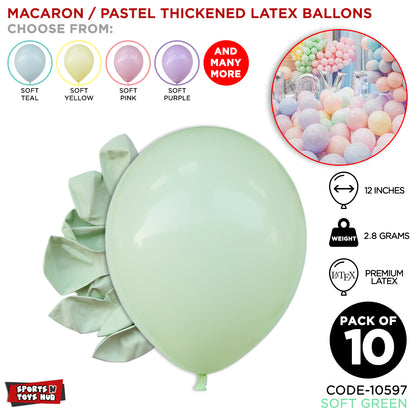 12 Inch 2.8 Gram Macaron / Pastel Latex Balloon - 10 Pcs