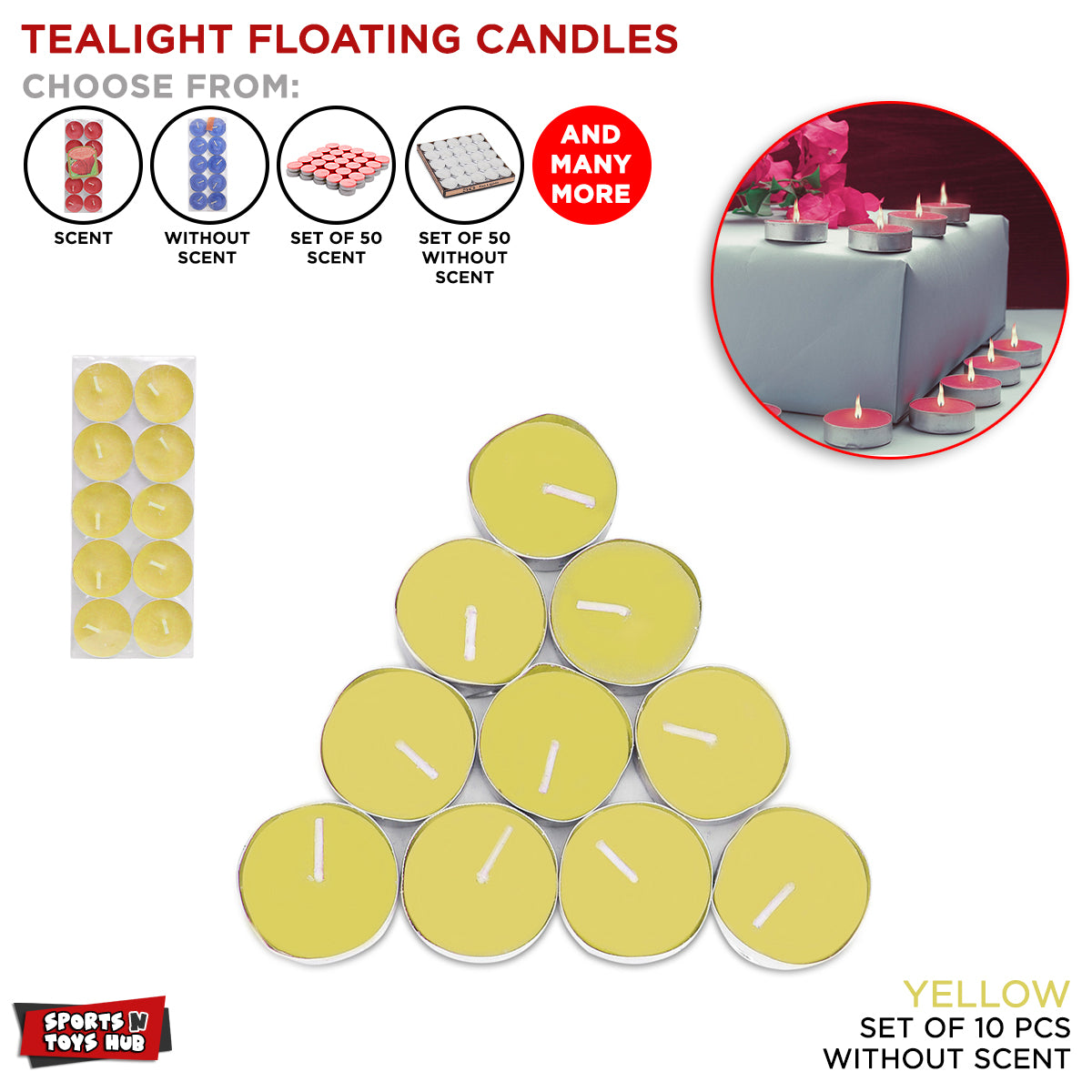 Non Scented Floating Candles - 10 Pcs