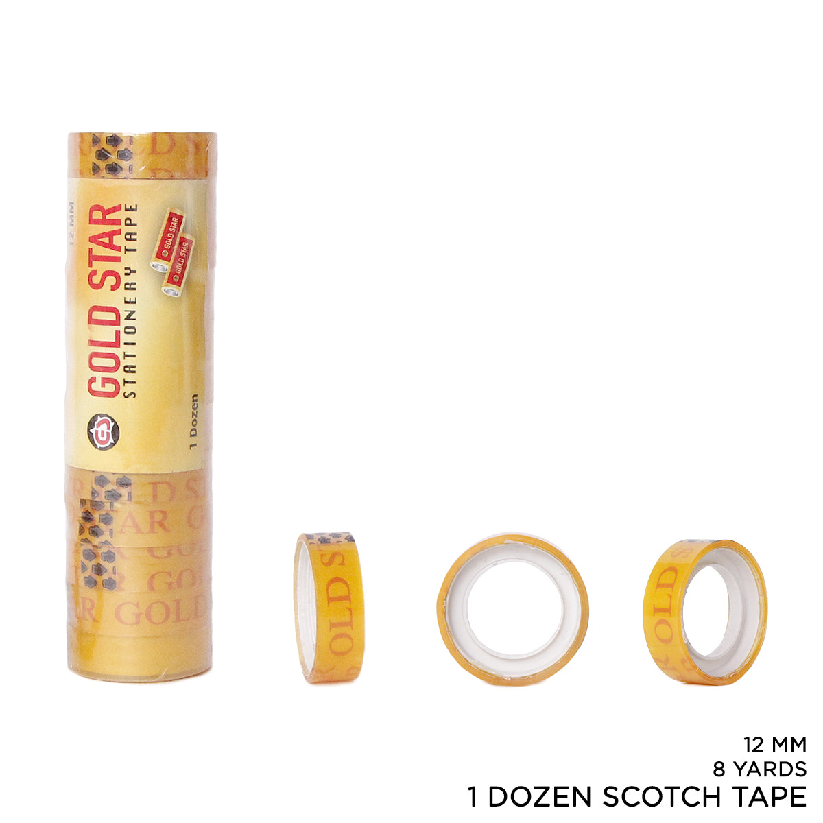 12 Pcs Clear Packing Scotch Tape - 8 Yard