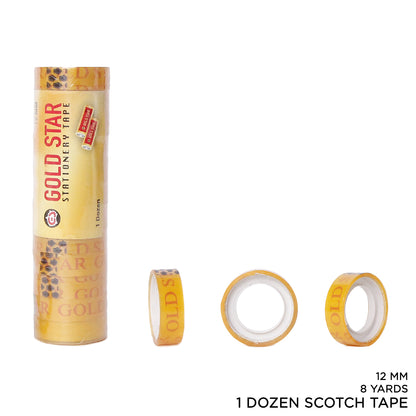 12 Pcs Clear Packing Scotch Tape - 8 Yard