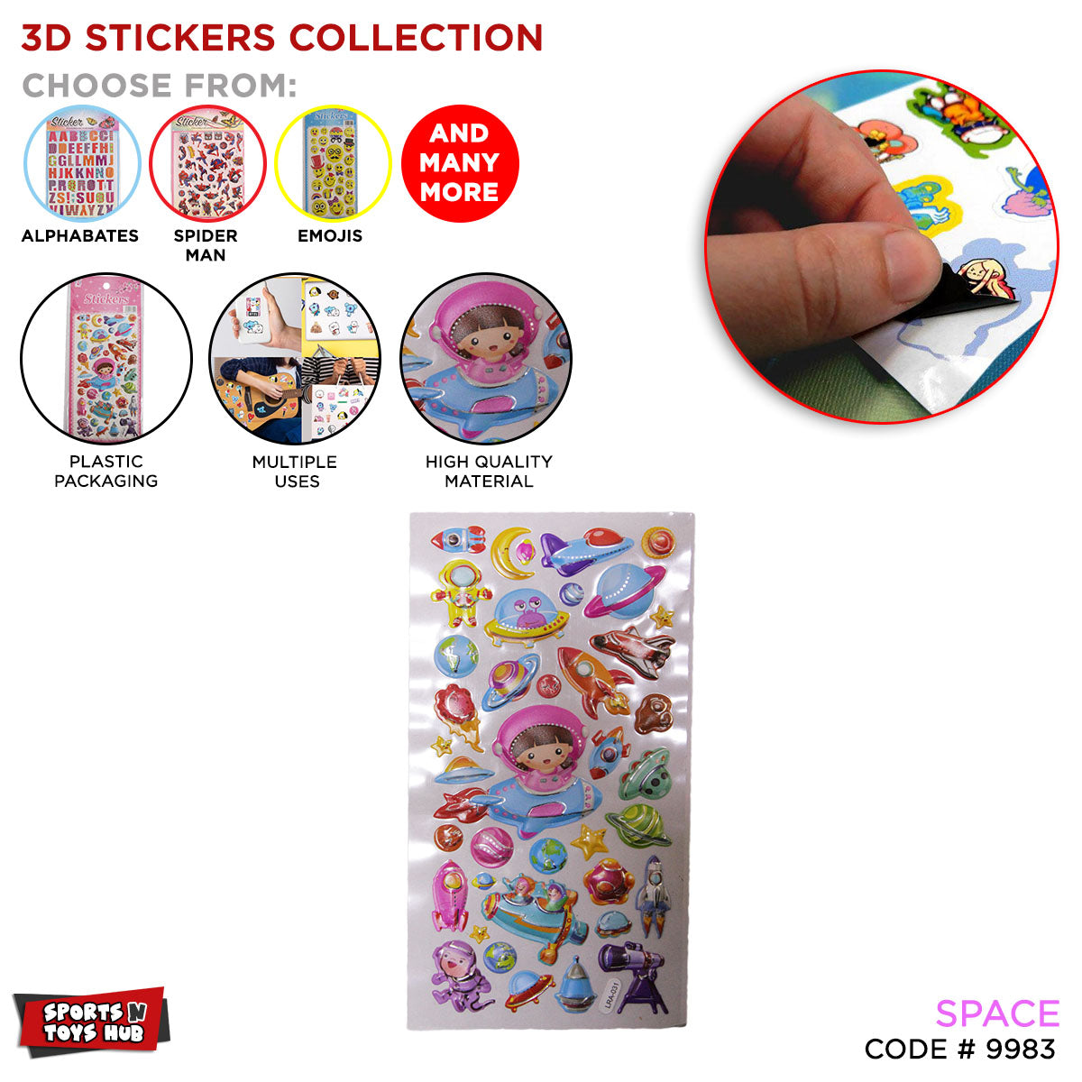 3D Galaxy Space Printed Stickers