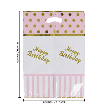 Printed Happy Birthday Polka Dot Style Goodies Gift Bags - 10 Pcs